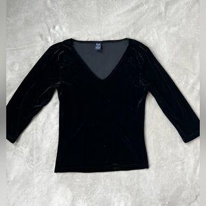 Gap Black Velour V Neck Top
